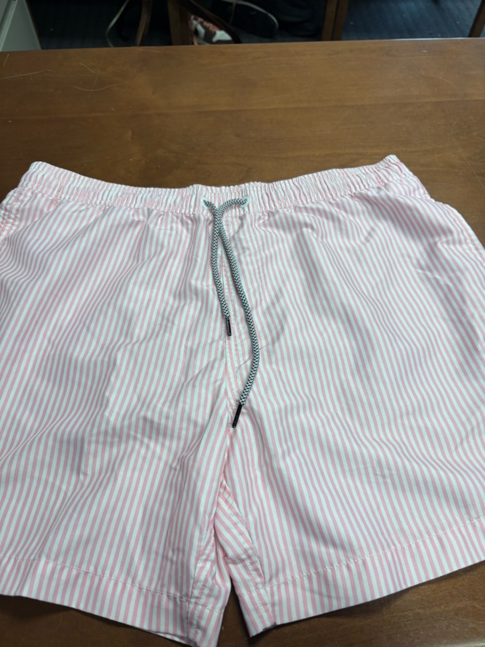 Sold Already  Pink Stripe Swim Trunks with Contrast Drawcord